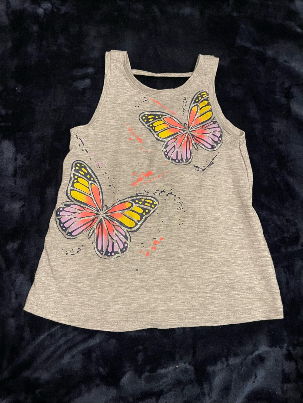 wonder nation Gray Tank with Pink, Yellow & Purple Butterfly Design